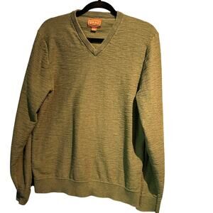 Red Ale by Alesbury Men's Large Army Green V-Neck Pullover Sweater 100% Cotton